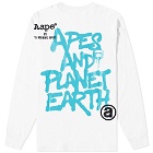 AAPE Men's Long Sleeve Tag T-Shirt in White