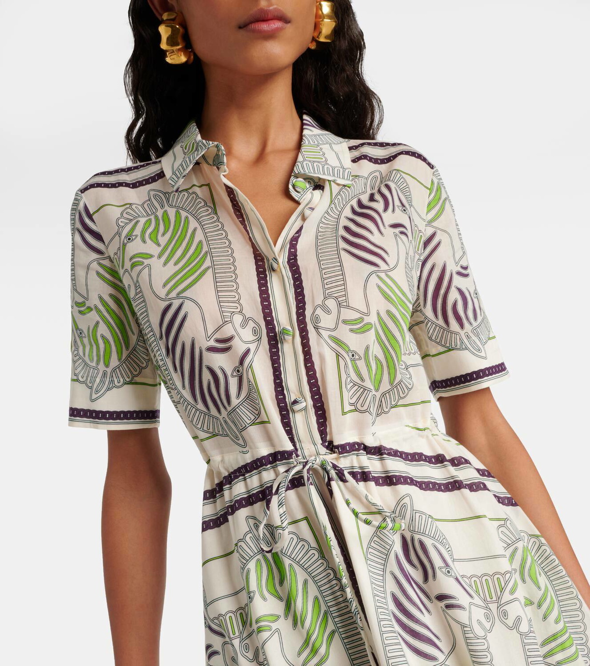 TORY BURCH ワンピース 服 Printed cotton poplin shirt 998335 Tory Burch Printed cotton shirt dress Tory Burch
