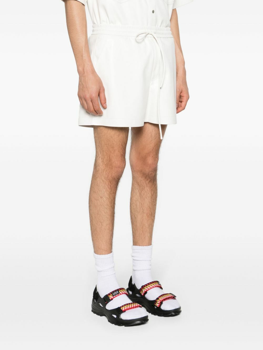 Nanushka White Faux-Leather Drawstring Shorts