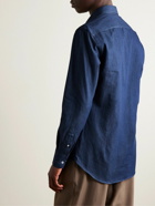 Etro - Button-Down Collar Logo-Embroidered Cotton-Chambray Shirt - Blue