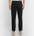 NN07 - Copenhagen Slim-Fit Tapered Garment-Dyed Linen Trousers - Black