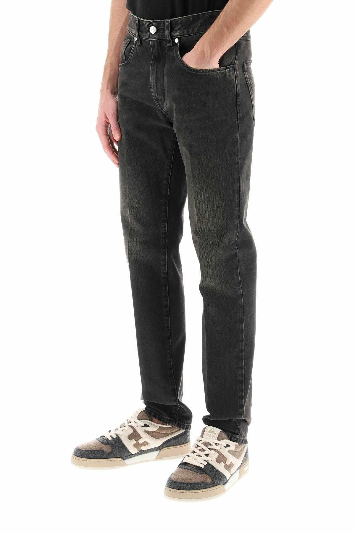 FENDI regular jeans with tailored crease Black Fendi
