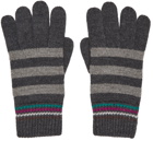 Paul Smith Grey Striped Gloves