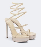Rene Caovilla Cleo embellished satin platform sandals