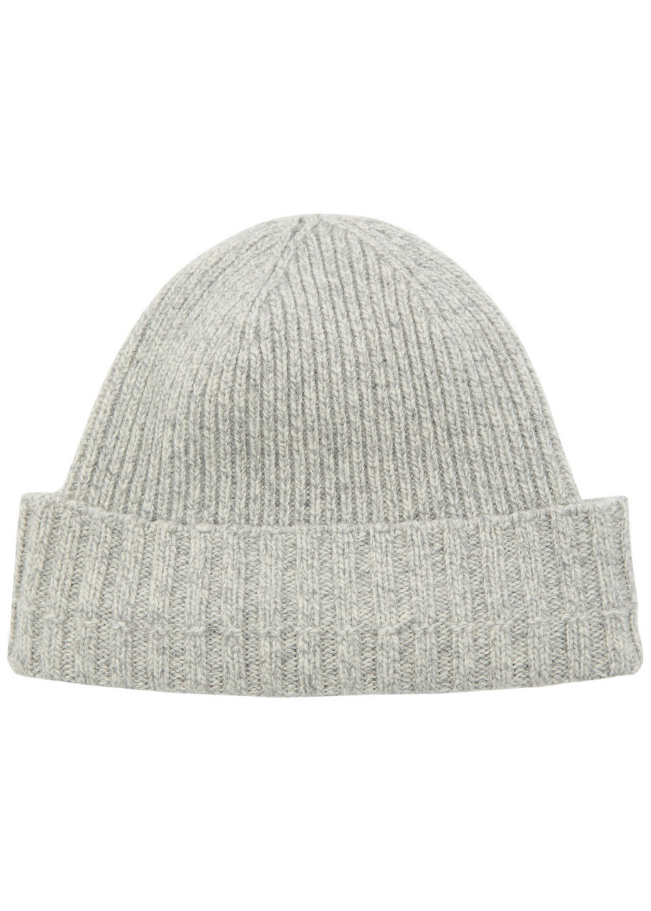 John Smedley Elke Ribbed Cashmere and Wool-blend Beanie - Light Grey - One Size