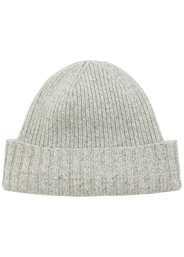 Photo: John Smedley Elke Ribbed Cashmere and Wool-blend Beanie - Light Grey - One Size