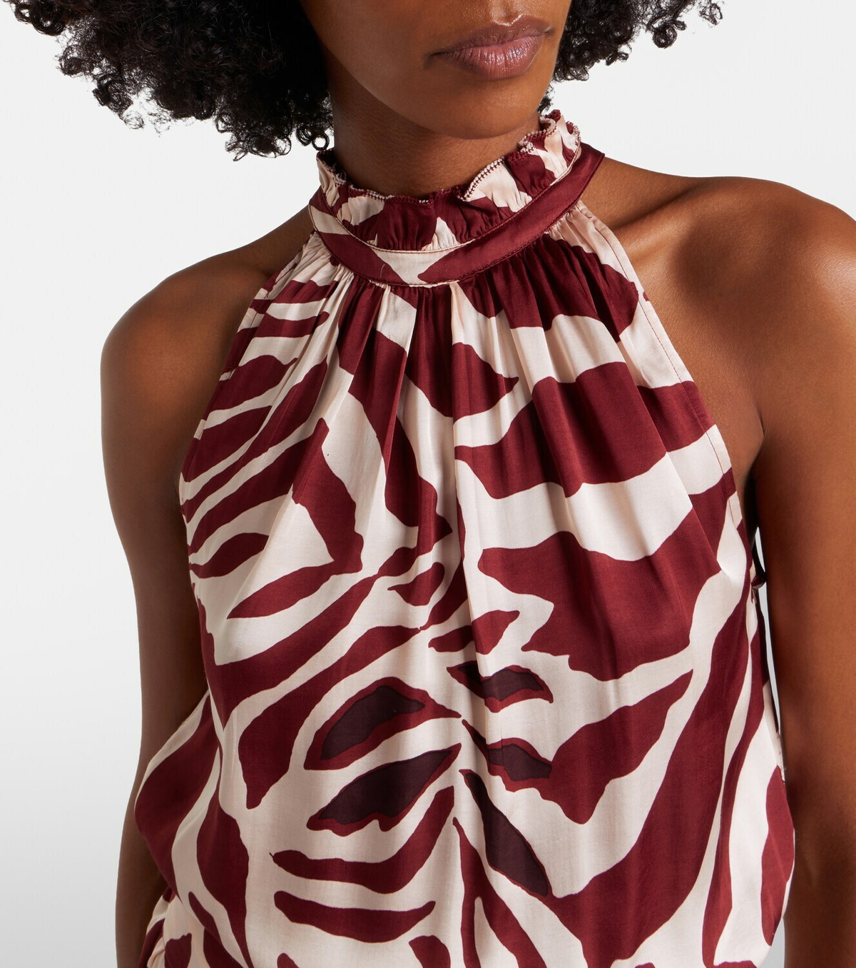 Poupette St Barth Bianca printed halterneck satin minidress