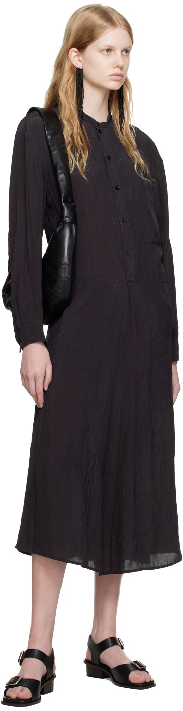 LEMAIRE Black Gusset Collar Shirt Midi Dress Lemaire