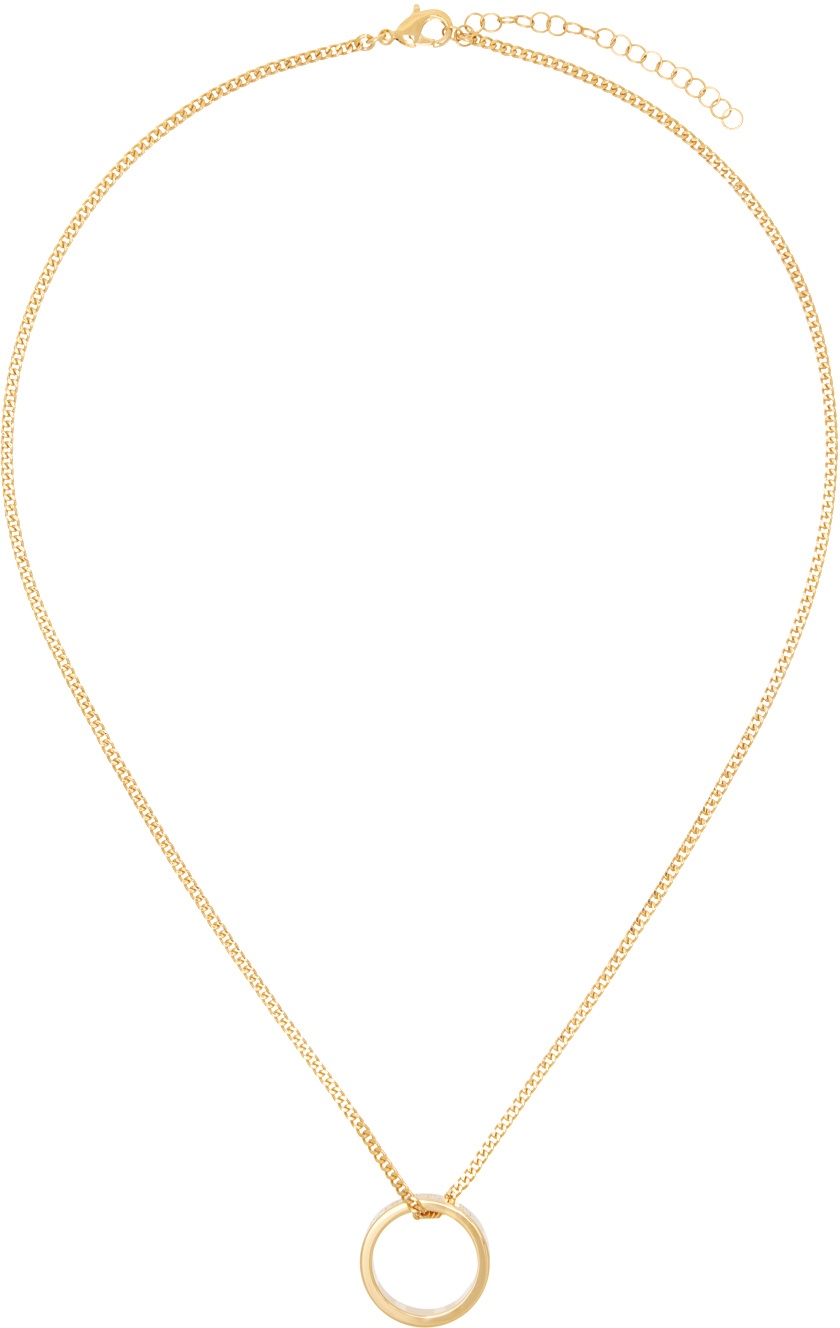 MM6 Maison Margiela Gold Numeric Minimal Signature Pendant Ring Necklace