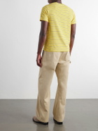 LOEWE - Logo-Embroidered Striped Cotton-Blend Terry T-Shirt - Yellow