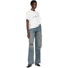 MM6 Maison Margiela Off-White Overdyed Handwritten-Print T-shirt