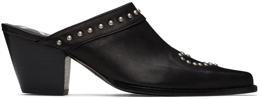 【OPEN Yy】HEART STUD WESTERN MULES★韓国人気★追跡付 OPEN YY Black Heart Stud Western Mules OPEN YY