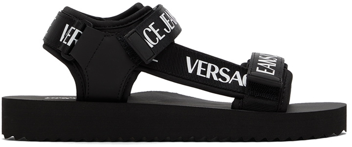 Photo: Versace Jeans Couture Black Fondo Strap Sandals