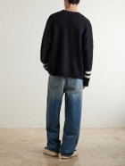 NAHMIAS - Dolphin Dreams Logo-Embroidered Cotton and Wool-Blend Sweater - Black