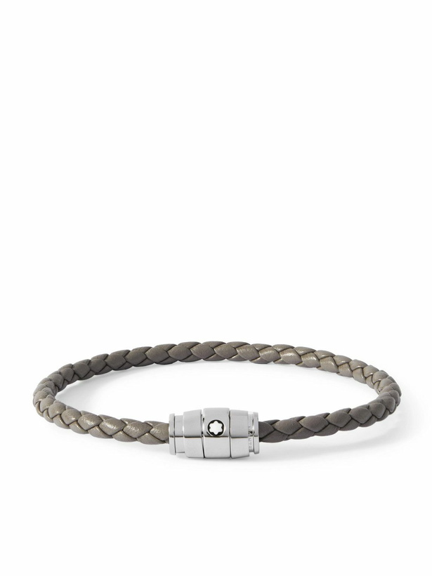 Photo: Montblanc - Meisterstück 3-Ring Stainless Steel and Woven Leather Bracelet - Neutrals