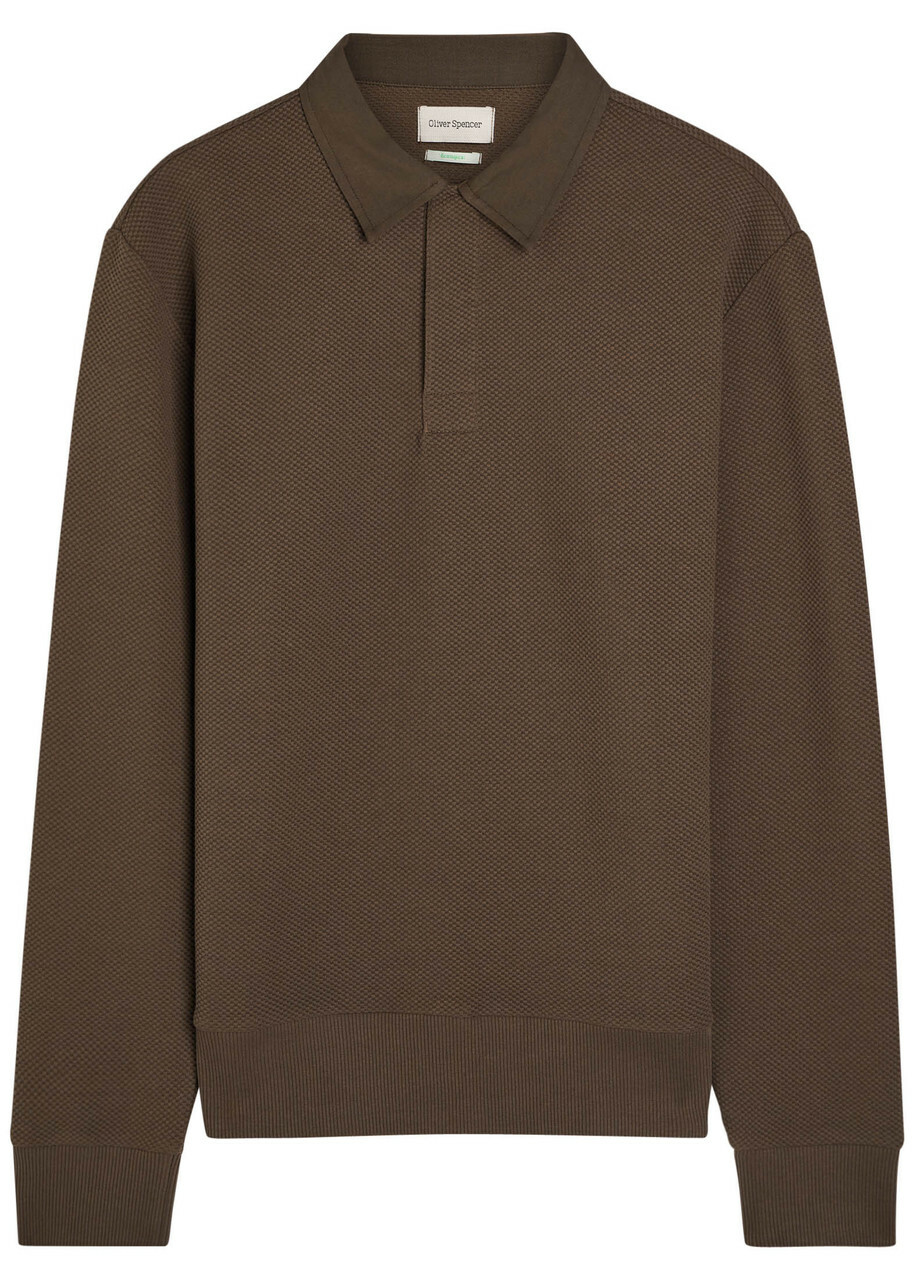 Oliver Spencer Amery Waffle-knit Polo Shirt Brown