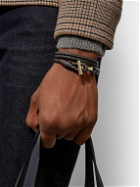 TOM FORD - Woven Leather and Gold-Plated Wrap Bracelet - Brown