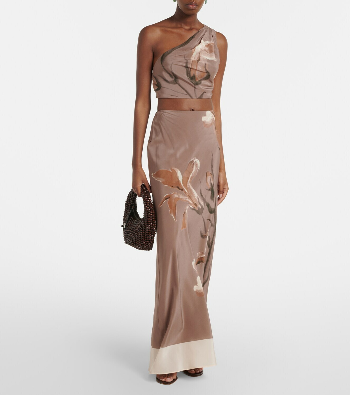 SIR Azaliea floral silk maxi skirt