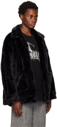 Doublet Black Hand-Painted Faux-Fur Jacket