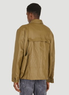 Pockets Leather Jacket in Khaki