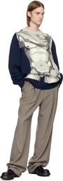 Charles Jeffrey LOVERBOY Navy & Gray Sexy Bust Sweater
