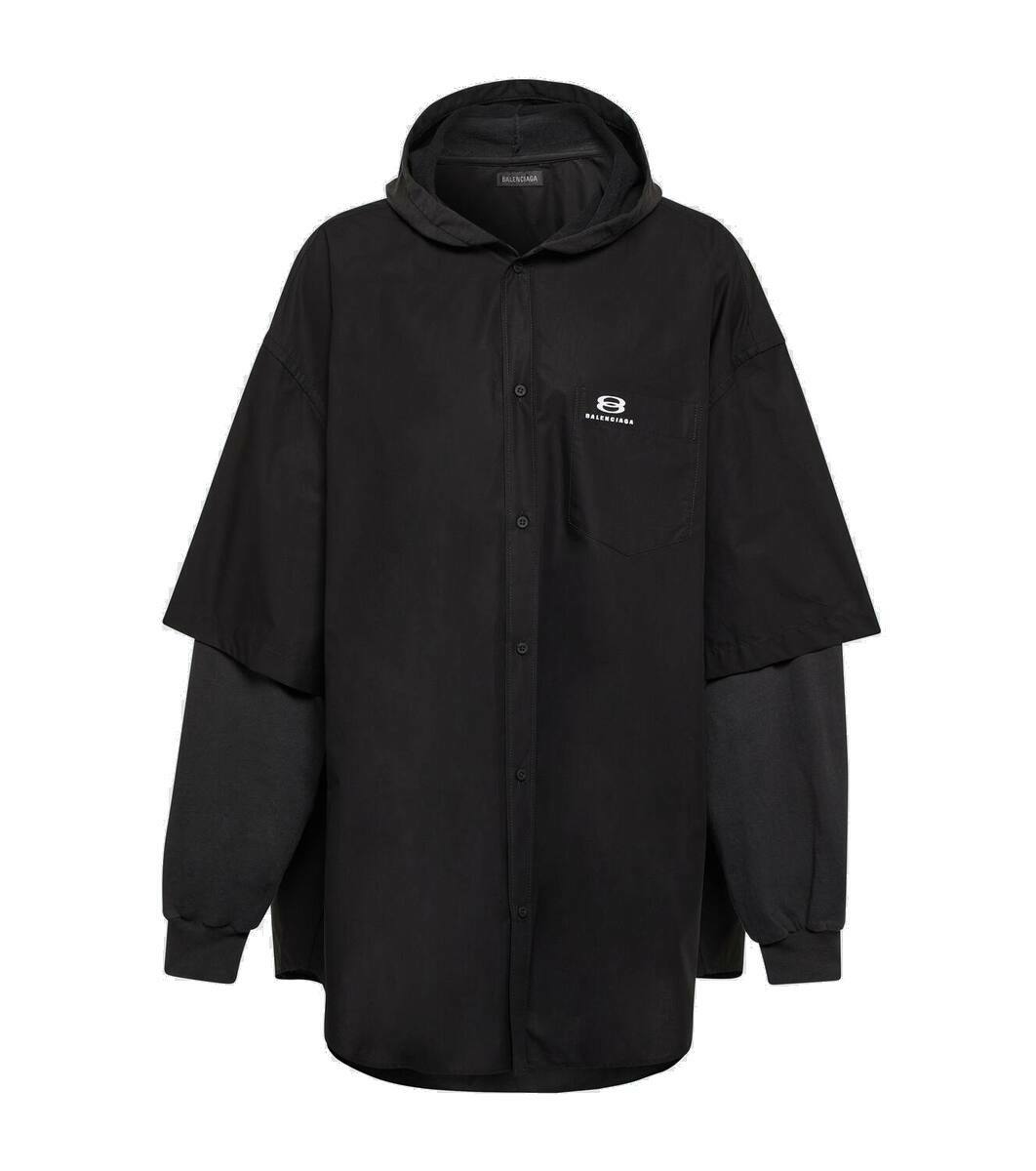 パーカー・フーディ [Balenciaga] Patched cotton poplin and fleece jacket - Black Balenciaga Patched cotton poplin and fleece jacket Balenciaga