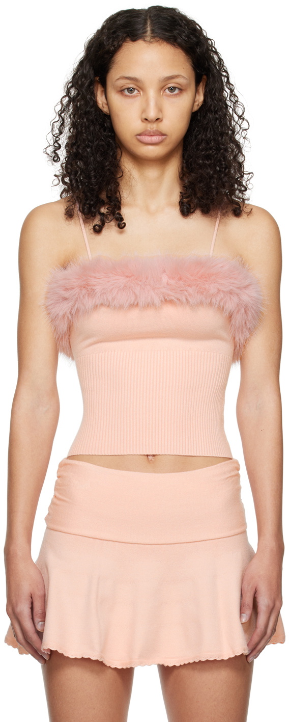 GUIZIO Pink Square Neck Camisole