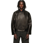 Fear of God Black Leather Raglan Bomber Jacket