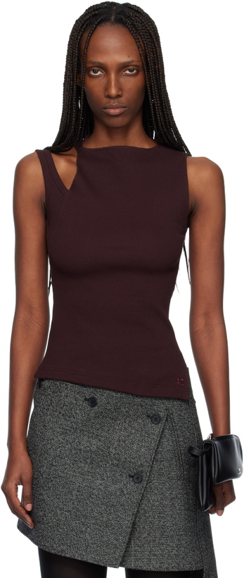 Photo: Courrèges Burgundy Oblique 90's Rib Tank Top