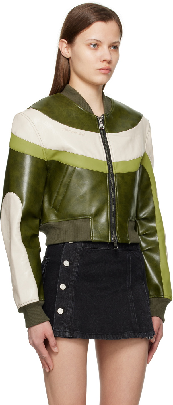 Andersson Bell Green Lilu Faux-Leather Bomber Jacket