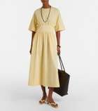 Toteme Gathered cotton jersey midi dress