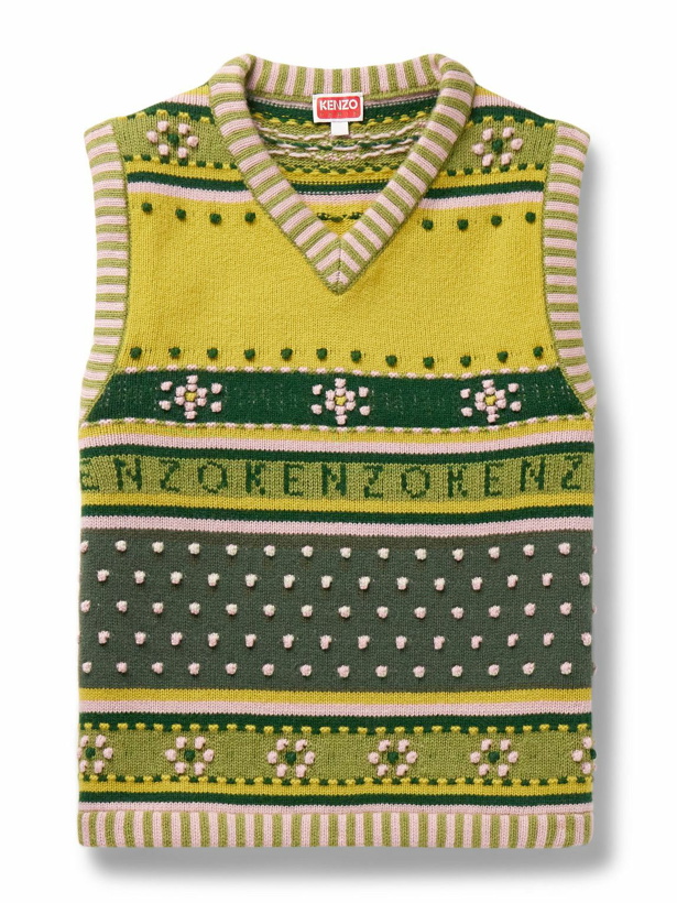 Photo: KENZO - Textured Fair Isle Wool-Jacquard Sweater Vest - Yellow