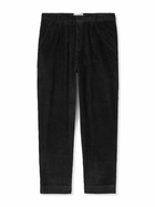 Folk - Signal Tapered Pleated Cotton-Corduroy Trousers - Black