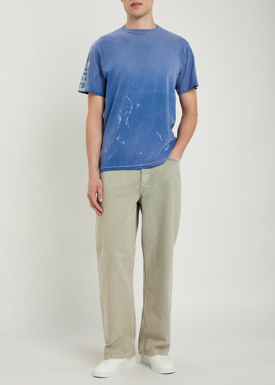 Gallery Dept. Painted French Collector Distressed Cotton T-shirt Blue