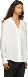 Sulvam White & Silver Rayon Open Collar Shirt