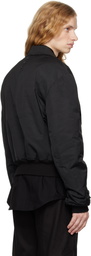 CARNET-ARCHIVE Black Architectural Padded Tailored Bomber Jacket