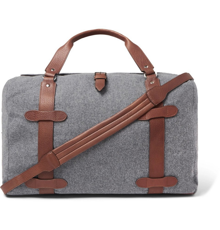 Photo: Brunello Cucinelli - Leather-Trimmed Wool Holdall - Gray