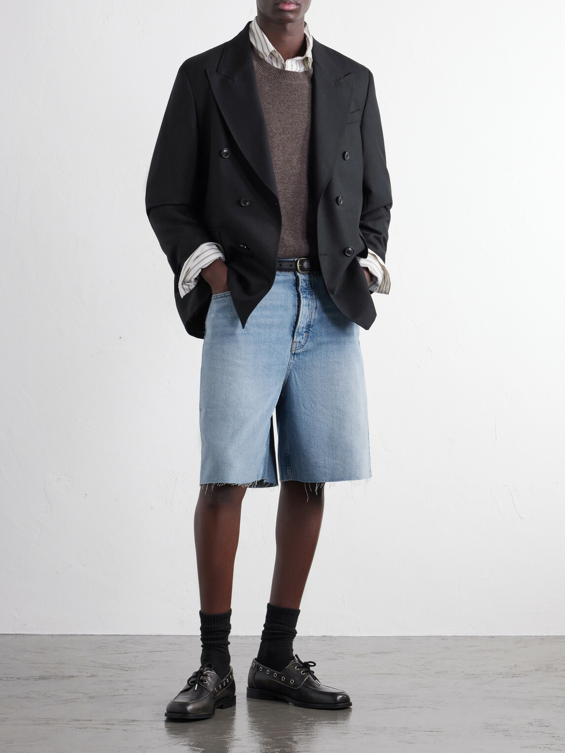 FRAME - Frayed Denim Shorts - Blue
