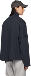 We11done Navy High Neck Zip-Up Sweater