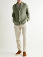 Brunello Cucinelli - Shawl-Collar Ribbed Cotton Cardigan - Green