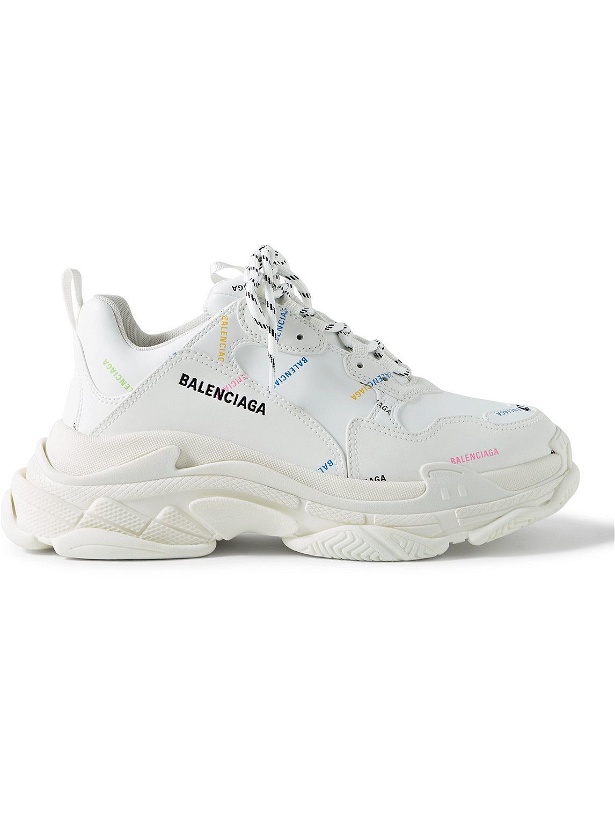 Photo: Balenciaga - Triple S Logo-Print Faux Leather Sneakers - White