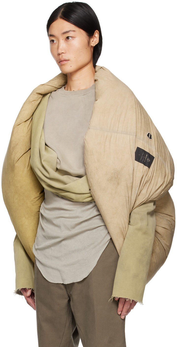 Rick Owens Taupe & Green Moncler Edition Down Vest