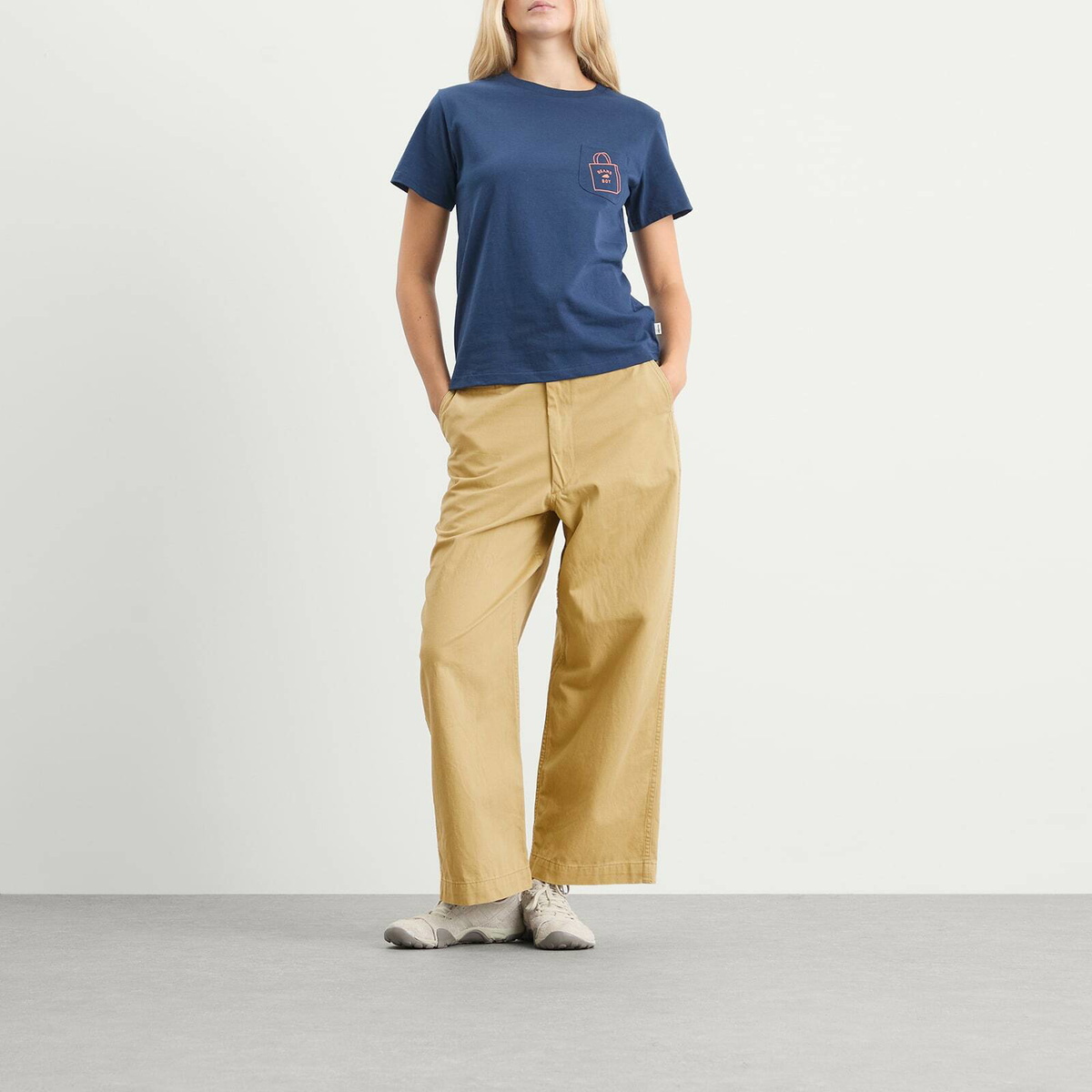 Beams Boy Women's Wide Chino Pants in Beige