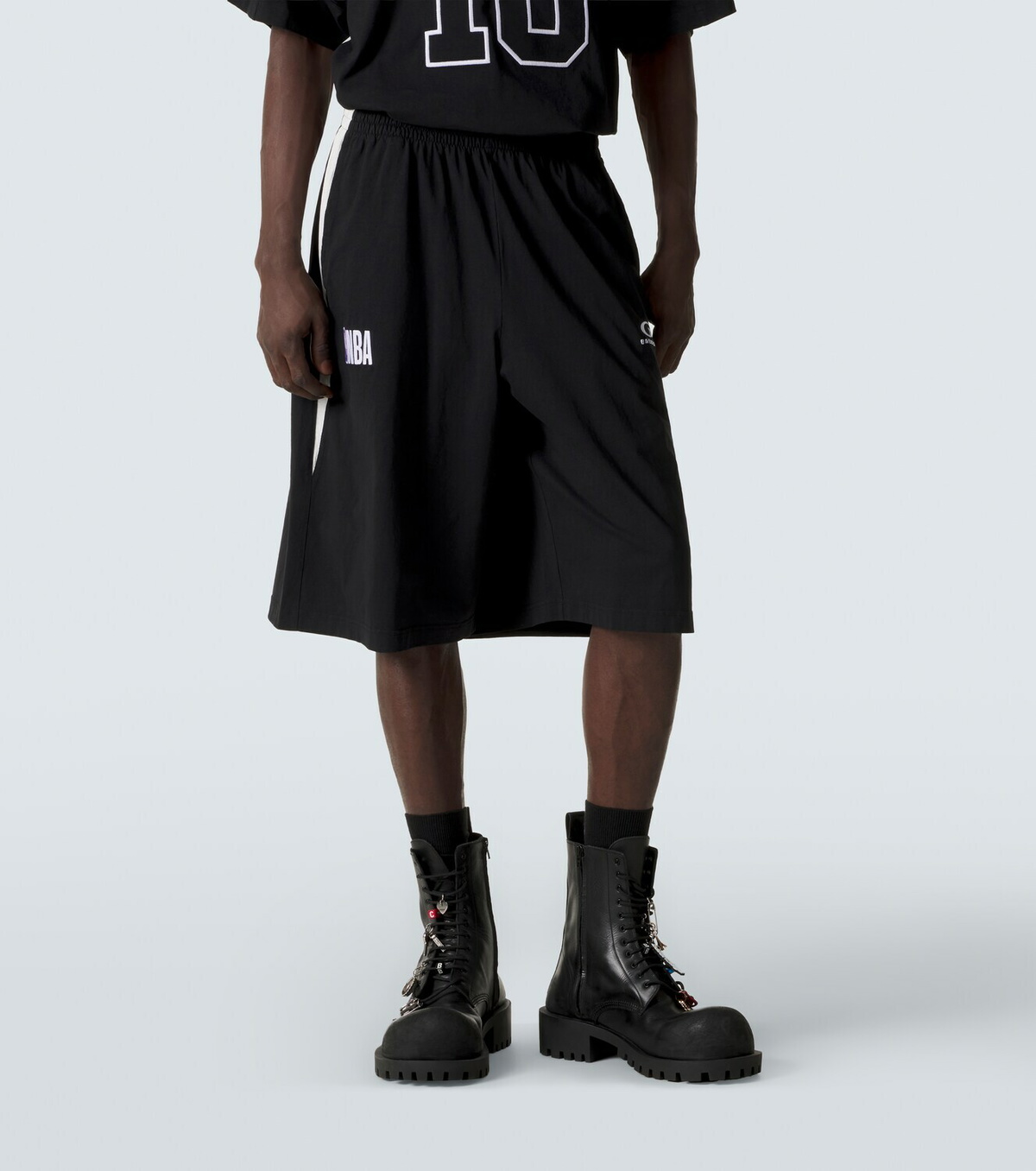 Balenciaga x NBA logo cotton fleece shorts
