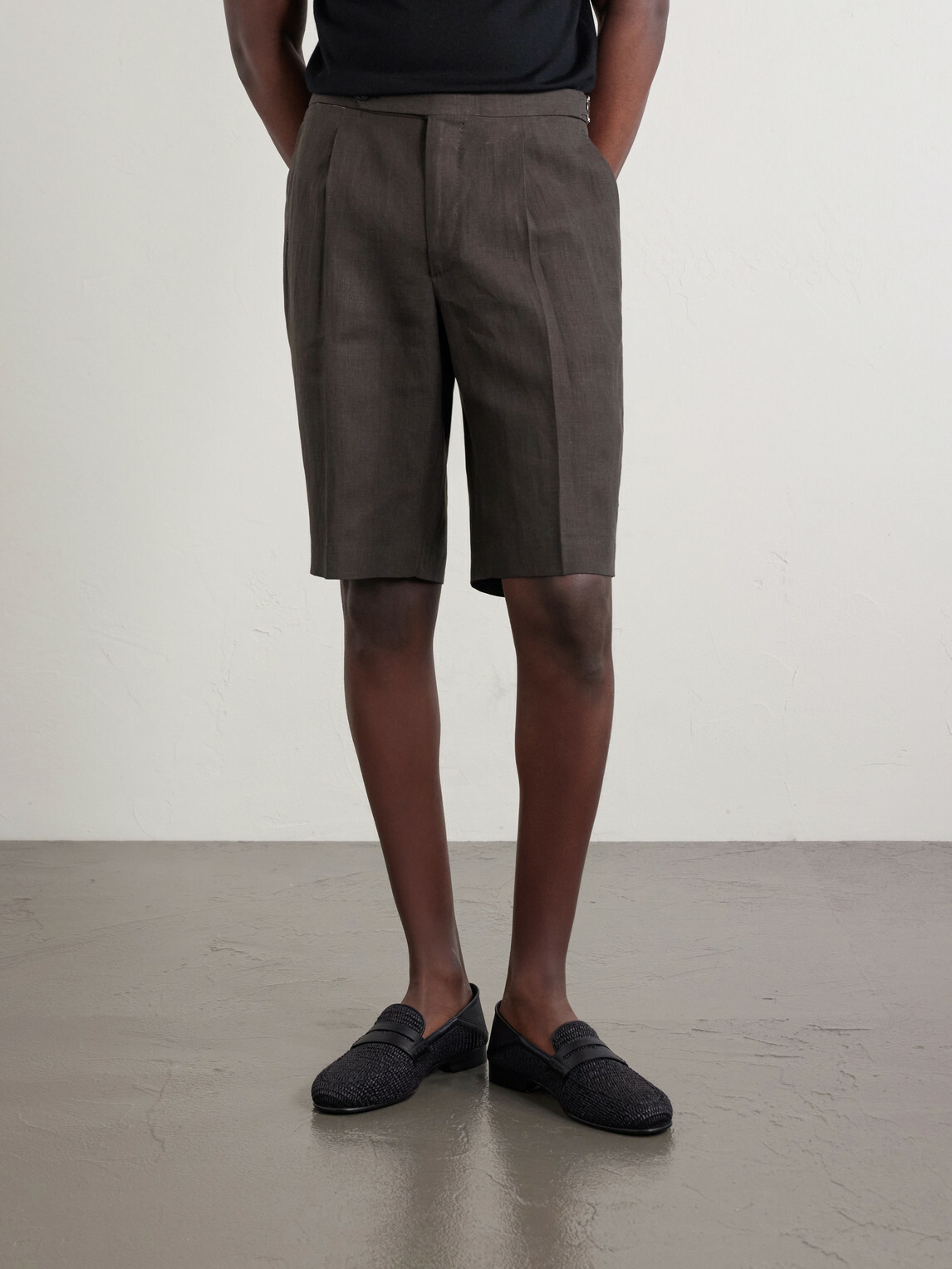 De Petrillo - Straight-Leg Linen Shorts - Brown