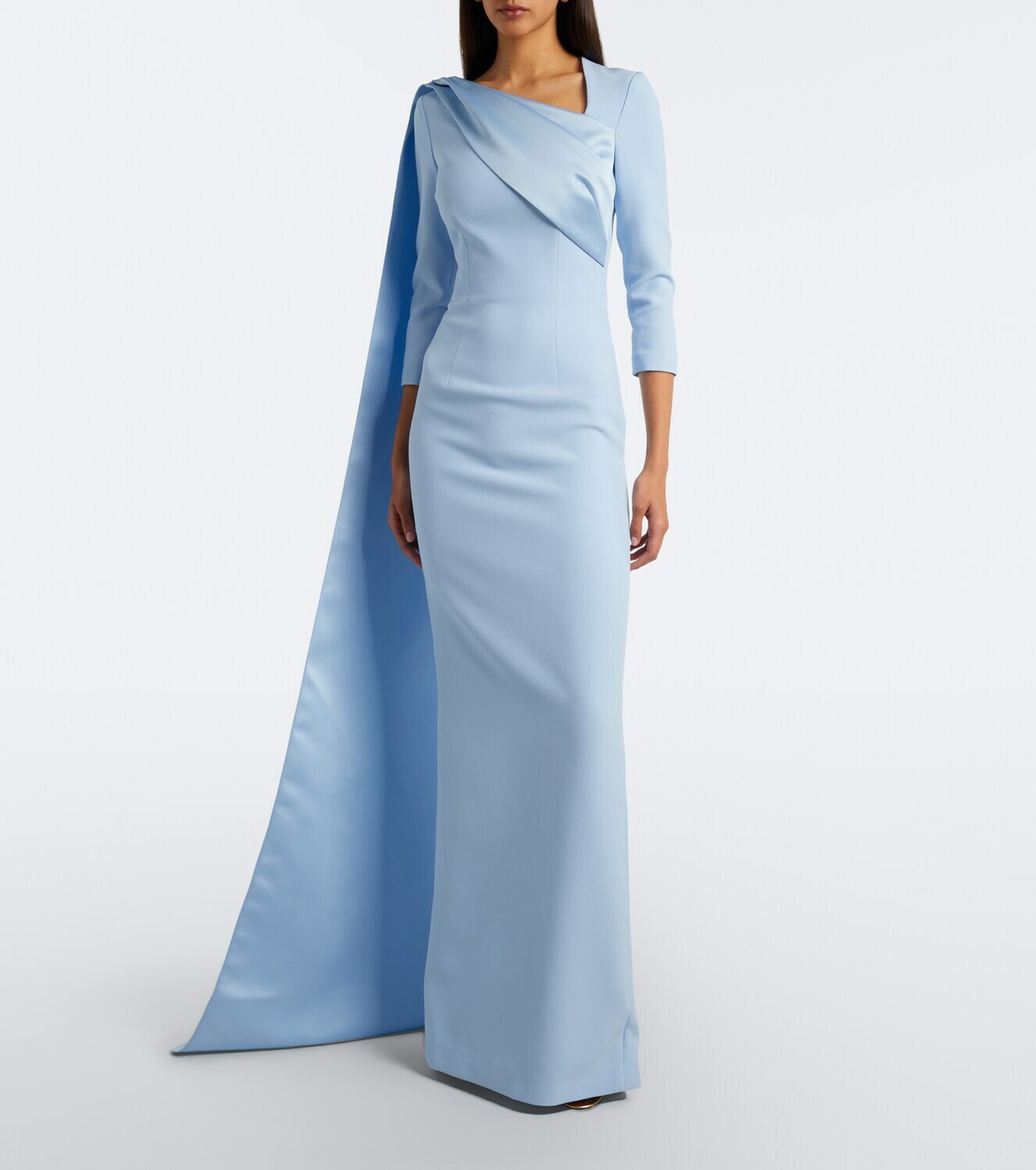 Safiyaa Caped crêpe and satin gown