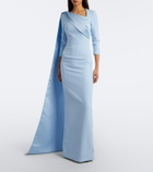 Safiyaa Caped crêpe and satin gown