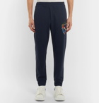 Alexander McQueen - Slim-Fit Tapered Embroidered Loopback Cotton-Jersey Sweatpants - Men - Navy
