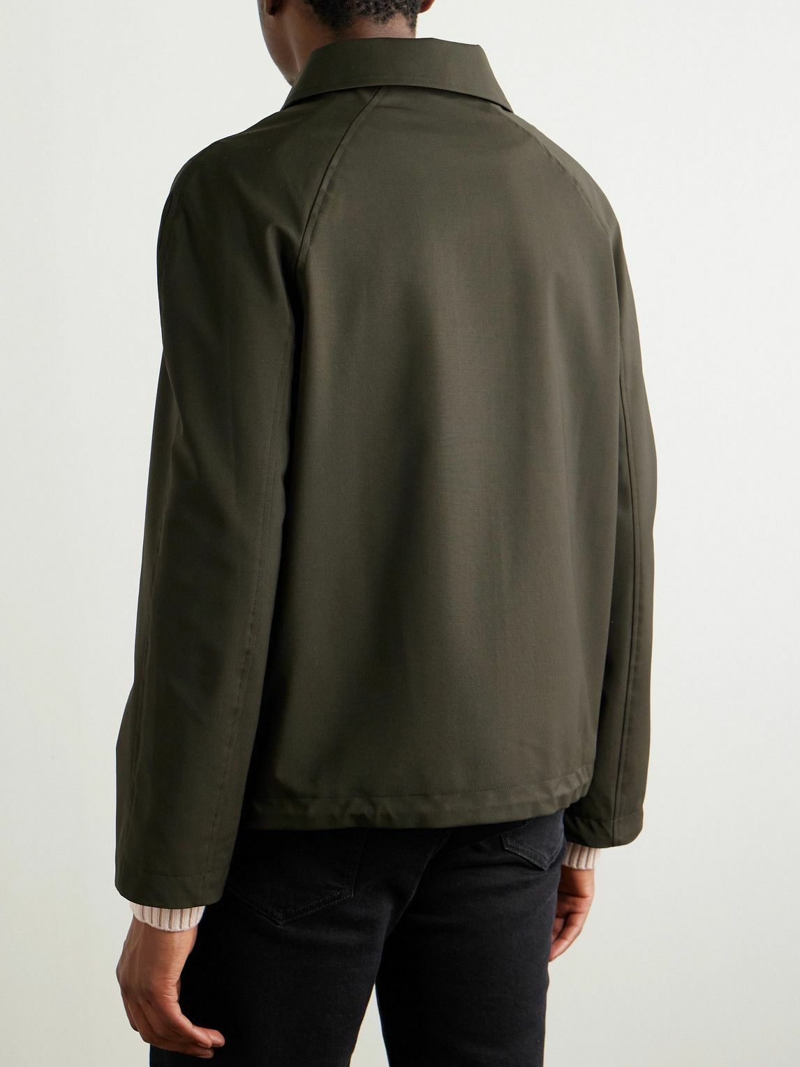 Yves Salomon - Leather-Trimmed Woven Jacket - Green