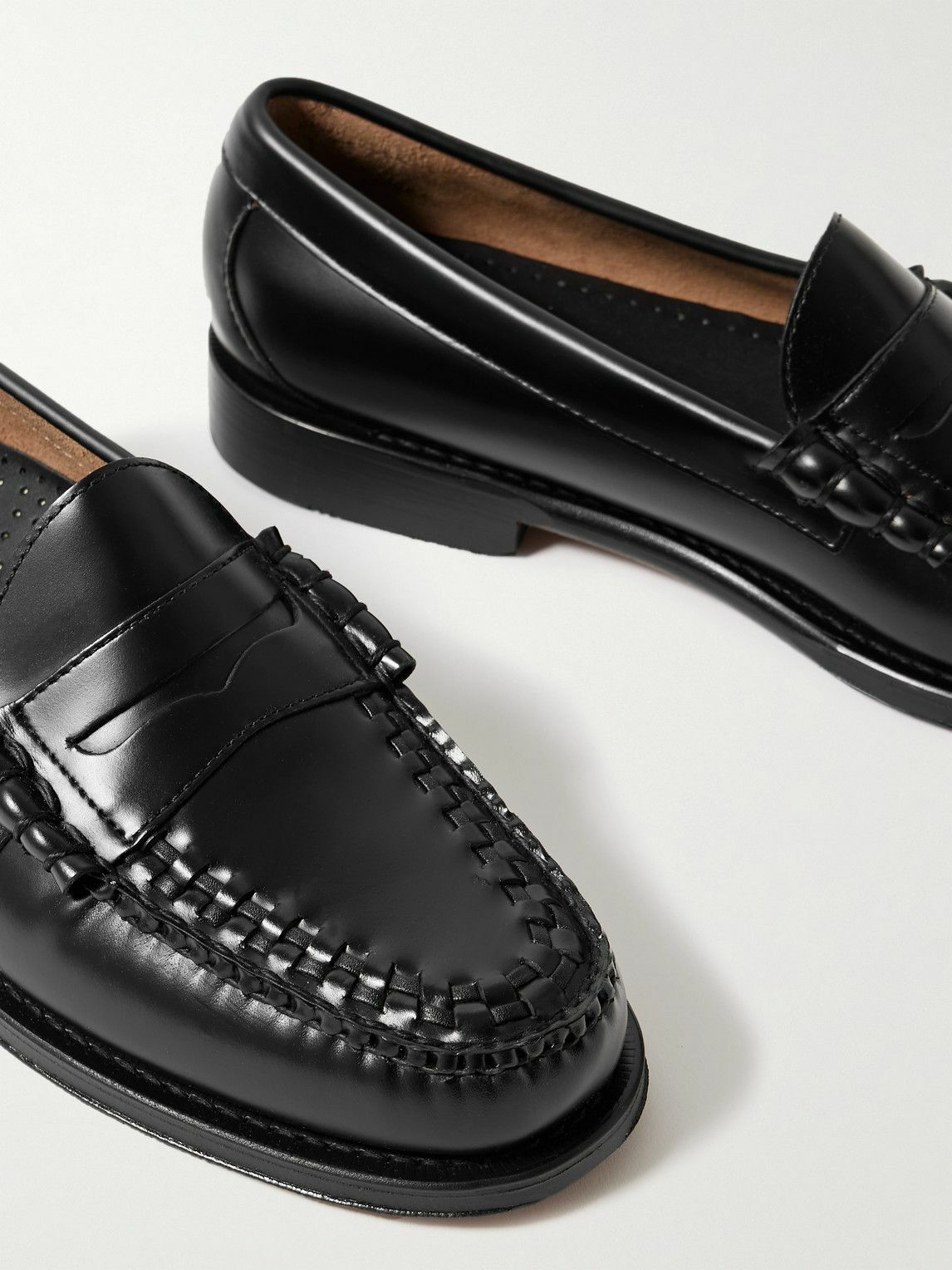 G.H. BASS - Weejuns Heritage Larson Weave Polished-Leather Penny Loafers - Black
